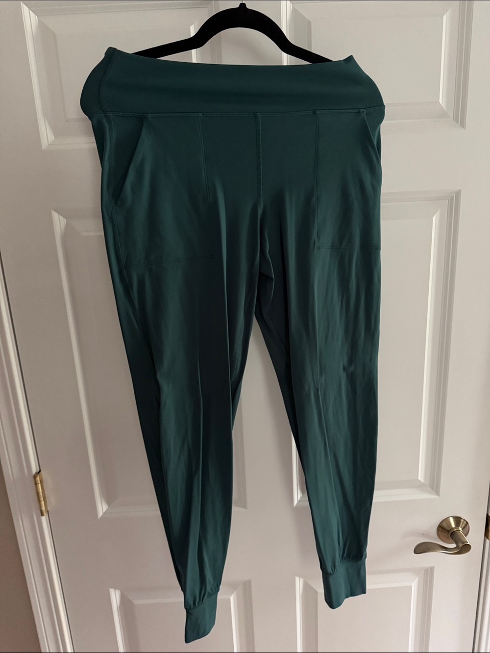 Lulu fold over Ankle Jogger Pants in Deep Teal